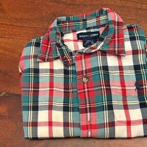 Ralph Lauren Kids Red and Green Plaid Shirt